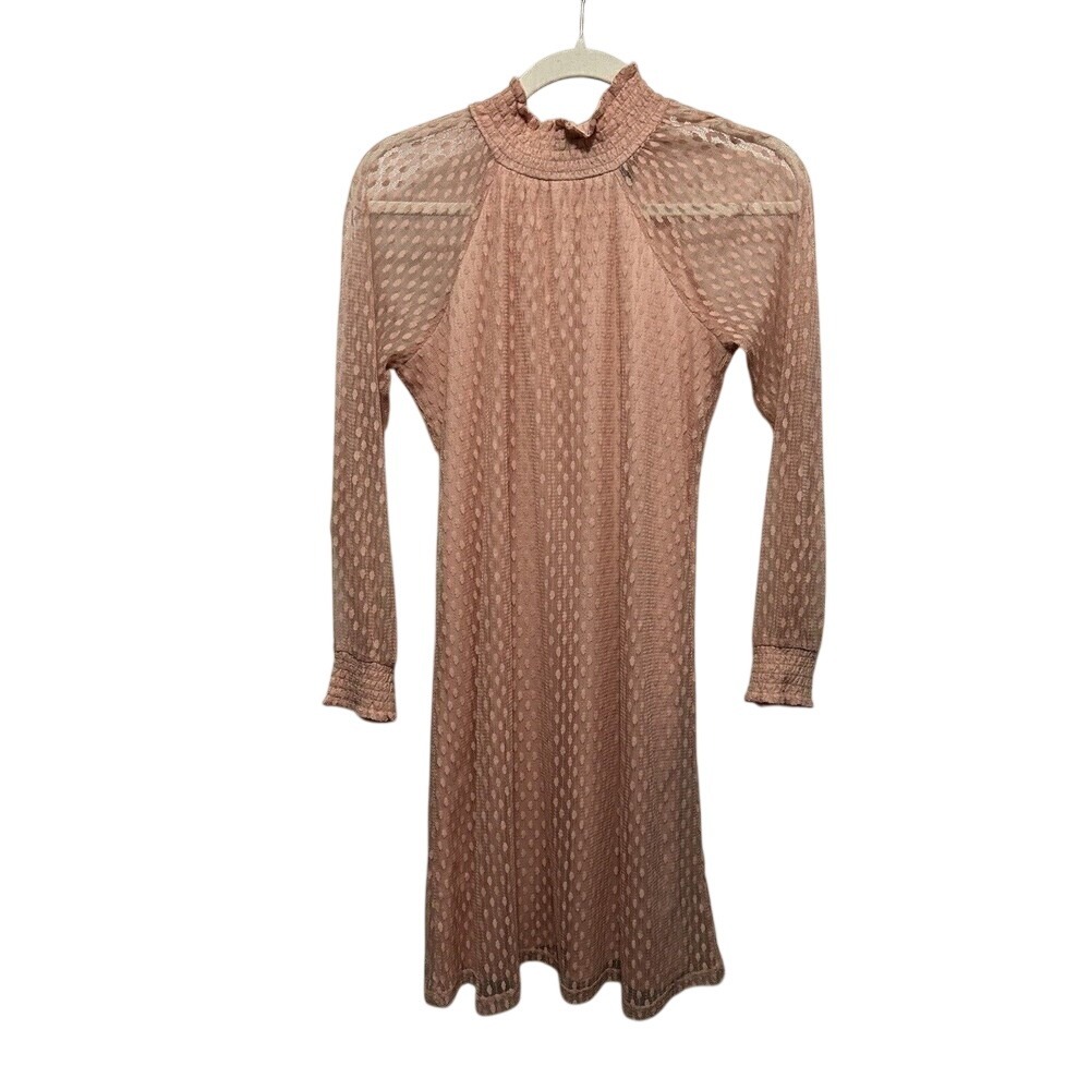 Nina‎ Leonard Pink Rose Lace Mock Neck Shift Dress NWT Women's Smallt